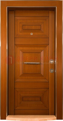 Коричневая входная дверь c МДФ панелью ЧД-10 в частный дом