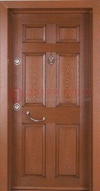 Коричневая входная дверь c МДФ панелью ЧД-34 в частный дом