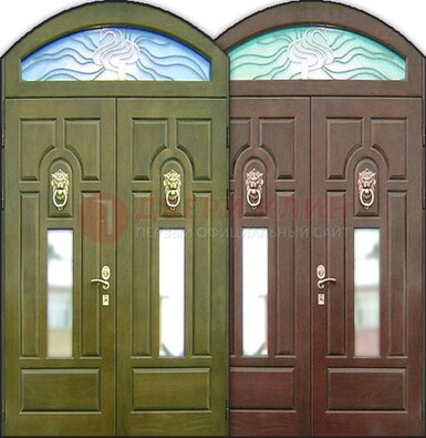 Стальная арочная дверь со стеклом ДА-17 для монолитного дома