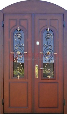Двухстворчатая стальная дверь Винорит в форме арки ДА-55