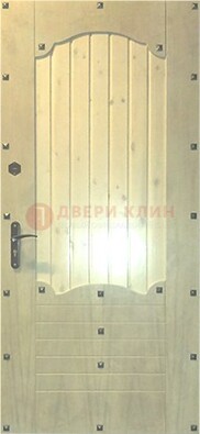 Белая железная дверь с евровагонкой ДЕ-9 в Сосновый Бор