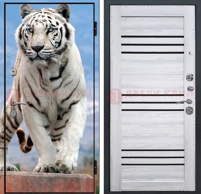 Стальная дверь с фотопечатью тигра ДФ-12 в Санкт-Петербурге