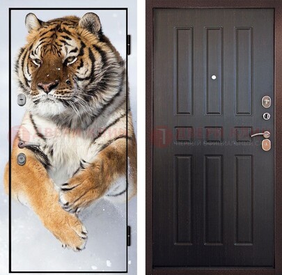 Металлическая дверь с фотопечатью тигра ДФ-1 в Орехово-Зуево