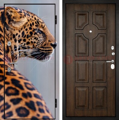 Металлическая дверь с фотопечатью леопарда ДФ-26 в Тосно