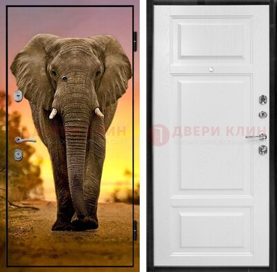 Металлическая дверь с фотопечатью слона ДФ-30 в Кирове
