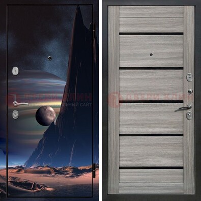 Стальная дверь с фотопечатью космоса ДФ-49