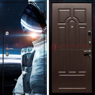 Синяя стальная дверь с фотопечатью ДФ-4