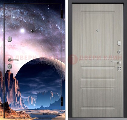 Железная дверь с фотопечатью космоса и планеты ДФ-50