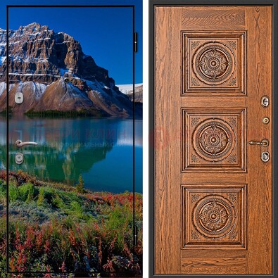 Входная дверь с фотопечатью озера и гор ДФ-6 в Ступино