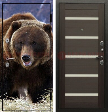 Железная дверь с фотопечатью медведя ДФ-7