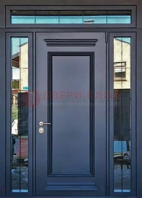 Черная металлическая дверь с фрамугой и филенкой ДФГ-19 в Краснодаре