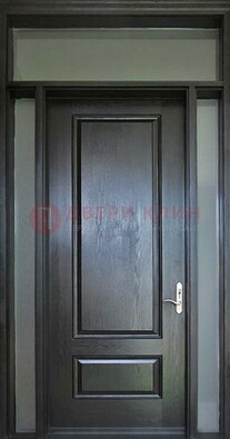 Черная металлическая дверь с фрамугами и стеклом ДФГ-24 в Санкт-Петербурге