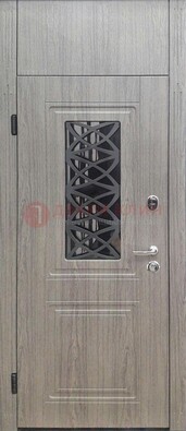 Металлическая дверь Винорит стекло и ковка с фрамугой ДФГ-33 в Кингисеппе