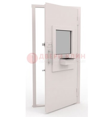 Белая металлическая дверь в кассу с нитроэмалью ДКС-4
