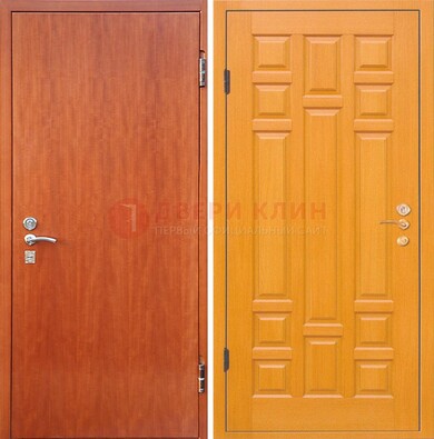 Оранжевая входная дверь с ламинатом МДФ внутри ДЛ-21