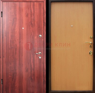 Красная железная дверь с ламинатом ДЛ-3