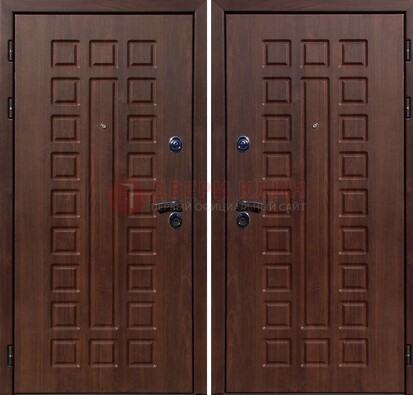Коричневая железная дверь с МДФ снаружи ДМ-113