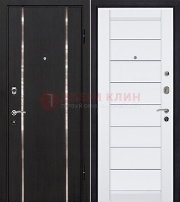 Черная входная дверь с МДФ и декоративными вставками ДМ-143
