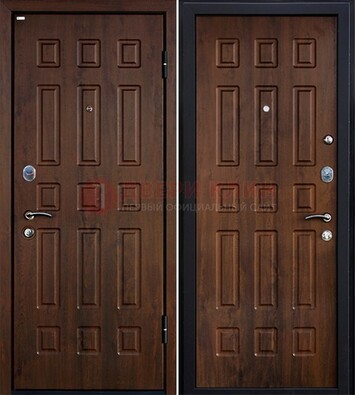 Коричневая металлическая дверь с МДФ ДМ-156 для квартиры в Сургуте
