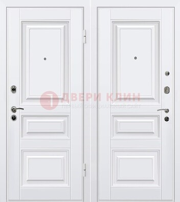 Белая металлическая дверь с МДФ ДМ-179