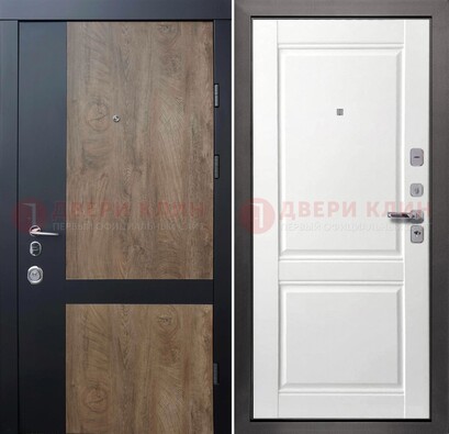 Черно-коричневая входная дверь с терморазрывом и МДФ ДМ-192