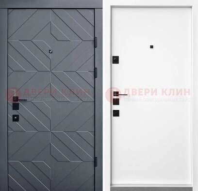 Темная уличная дверь с филенчатой МДФ внутри ДМ-205