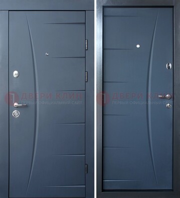 Серая входная дверь с фигурной фрезеровкой МДФ ДМ-213