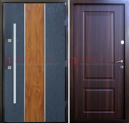 Современная входная дверь и с коричневой МДФ внутри ДМ-236