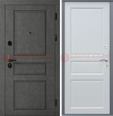Серая металлическая филенчатая дверь МДФ ДМ-247