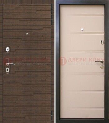 Коричневая  железная дверь c фрезерованной МДФ ДМ-248