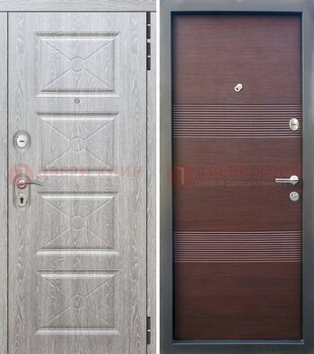 Филенчатая входная дверь c МДФ Беленый дуб ДМ-252