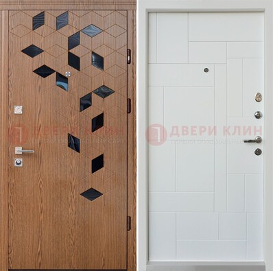 Металлическая белая дверь c МДФ Махагон ДМ-256