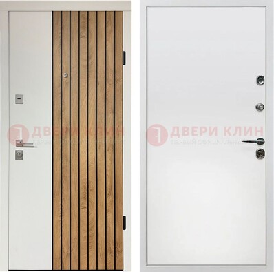 Белая с коричневой вставкой филенчатая дверь МДФ ДМ-278