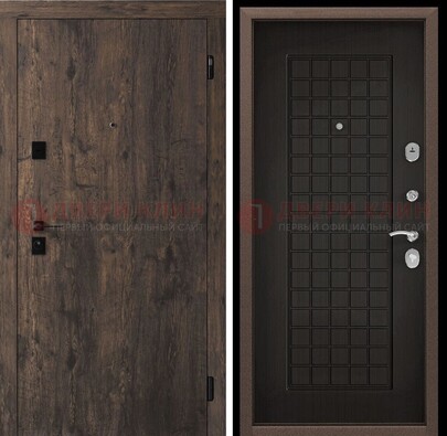 Металлическая коричневая дверь с МДФ Капучино внутри ДМ-286