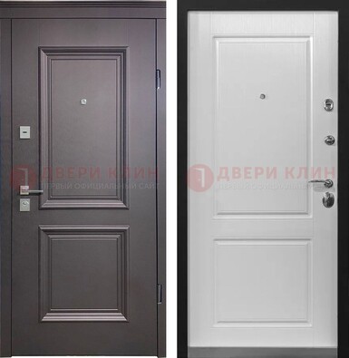 Железная серая дверь с филенчатой МДФ Беленый дуб ДМ-290