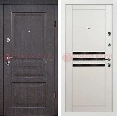 Железная темная дверь с филенчатыми МДФ панелями ДМ-291