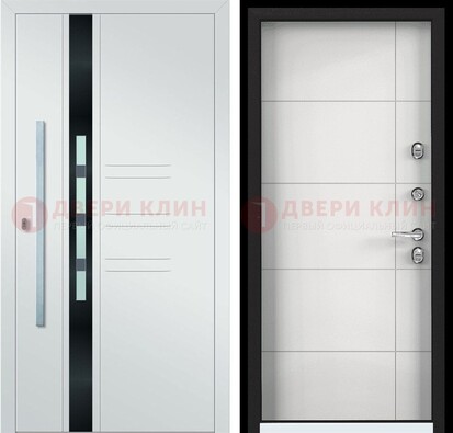 Металлическая дверь в белом цвете с МДФ ДМ-323