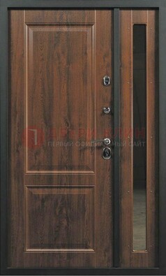 Темная железная дверь с панелью МДФ с зеркалом ДМ-338