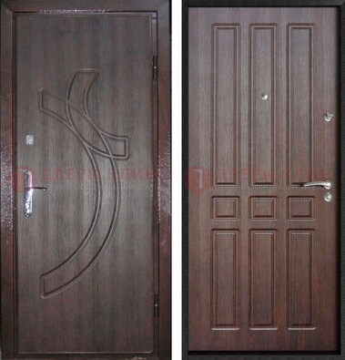 Коричневая железная дверь с МДФ и узором ДМ-345 в Старой Купавне