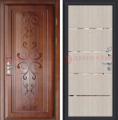 Металлическая дверь с панелями МДФ и вставками ДМ-358 в Ставрополе