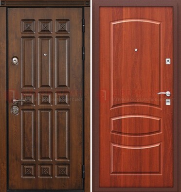 Темная металлическая дверь с МДФ и узором ДМ-364 в Павловском Посаде