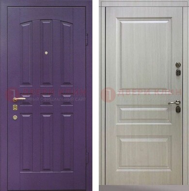 Фиолетовая железная дверь с филенчатами МДФ ДМ-374 в Пензе