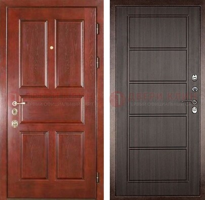 Красная металлическая дверь с МДФ в квартиру ДМ-387