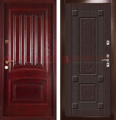 Красная стальная дверь с филенчатой МДФ ДМ-398 в Лобне