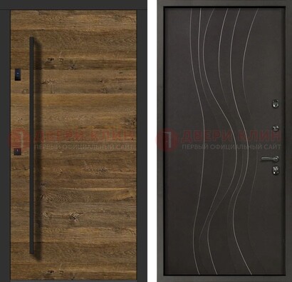 Железная дверь с темными панелями МДФ ДМ-421 в Сланцы