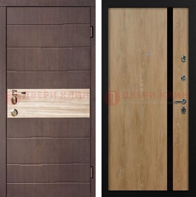Темная металлическая дверь МДФ с декоративными вставками ДМ-432