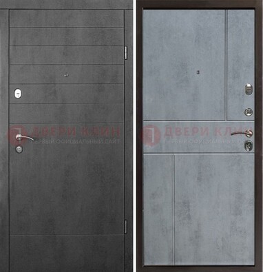 Серая железная дверь с МДФ в стиле хайтек ДМ-446