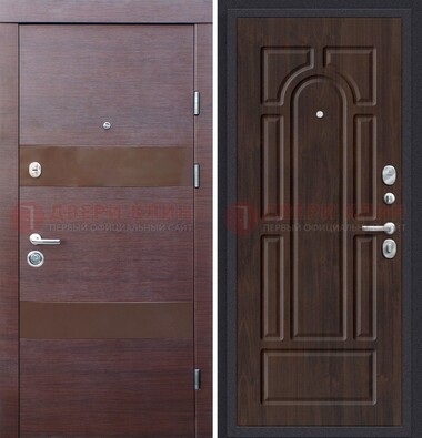 Железная дверь с коричневыми МДФ ДМ-464 в Ставрополе