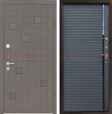 Темная стальная дверь с панелями МДФ хайтек ДМ-467