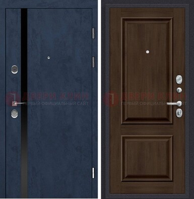 Синяя входная дверь МДФ с обеих сторон ДМ-473 